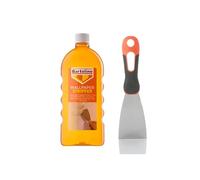 Bundle of Bartoline Wallpaper Stripper 1L - Fast-Acting Concentrated Solution for Easy Wallpaper Removal + Tetrion Filler Knife