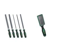Bundle of Bosch File Set 5-Piece (Robust Metal File Set incl. Round/Half-Round/Flat/Triangular/Square Files; Hard Carbon Steel; Shaft Length 200mm; Medium Stroke 2; Ergonomic) + Bosch File Brush
