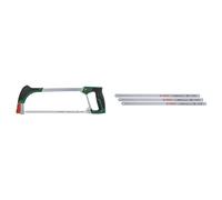 Bundle of Bosch Hacksaw 300mm (Universal Hacksaw with Durable Bi-Metal Saw Blade for Precise Cutting in Metal, Wood, Plastic and More) + Bosch Hacksaw Blades Clean 300mm 3-Piece
