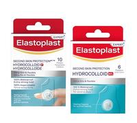 Bundle of Elastoplast Hydrocolloid Wound Plasters Small (10 Bandages) + Elastoplast Second Skin Protection Plasters (6 Pieces), Hydrocolloid Dressings Duo, 100% Waterproof