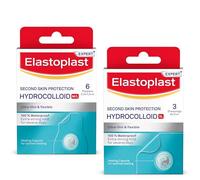 Bundle of Elastoplast Second Skin Protection Plasters (6 Pieces) + Elastoplast Second Skin Protection XL Dressings (3 Patches), Hydrocolloid Dressings Duo, 100% Waterproof Plasters