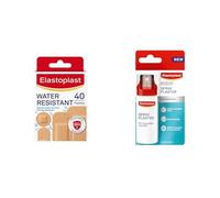 Bundle of Elastoplast Water Resistant Plasters (40 Pieces) and Elastoplast Spray Plaster for Wounds (40ml), Quick-Drying and Easy to Apply on Everyday Abrasions