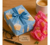 Bundle of Glick 4 Sheets of Cakey Blue Tissue Paper and 4 Sheets of Cakey Pink Tissue, Each Sheet Measures 75 x 50cms When Opened, for Wrapping Gifts, and Arts & Crafts