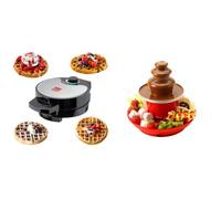 Bundle of Global Gourmet - FULL SIZE American Waffle Maker Electric, Non-Stick Coating, Temperature Control + Chocolate Fountain 3 Tier with Serving Tray Keep Warm Function
