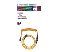 Bundle of GLORIOUS Aura V3 Keycaps Black + GMMK Coiled Cable - Glorange (New PKG)