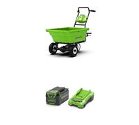 Bundle of Greenworks G40GC Self-Propelled Cordless Electric Garden Cart, 100kg Weight Capacity, 106L, Easy Tipping Function 3 Year Guarantee + 40V 4Ah Li-ion Battery & 2A Universal Charger Kit