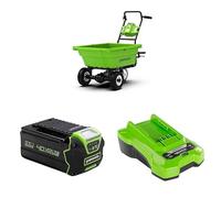Bundle of Greenworks G40GC Self-Propelled Cordless Electric Garden Cart, 100kg Weight Capacity, 106L, Easy Tipping Function, 3 Year Guarantee + 40V 5Ah Li-ion Battery G40B5 + Charger40 V - G40C