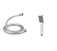 Bundle of GRIFEMA G852 PVC Smooth Shower Hose 1.5m / 59 inch and M20202 Shower Head, High Pressure Square Shower Heads, Universal Handheld Shower Head