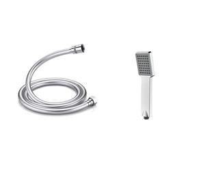 Bundle of GRIFEMA G852 PVC Smooth Shower Hose 1.5m / 59 inch and M20202 Shower Head, High Pressure Square Shower Heads, Universal Handheld Shower Head
