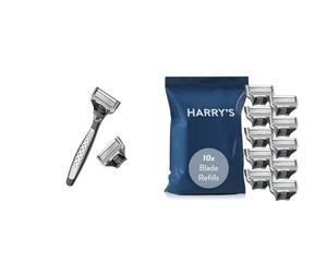 Bundle of Harry's Original Craft Edition Men's Razor, Includes Weighted Handle and 2 Razor Blade Refills + Harry's Razor Blades Refill, (10) with Precision Trimmer, 5 Anti-Friction Shaving Blades