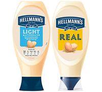 Bundle of Hellmann's Real Mayonnaise, 750ml Squeeze Bottle and Light Mayonnaise 1 of Each Squeezy Bottle, 750ml Free from Artificial Colours and Preservatives