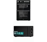 Bundle of Hisense HDE3211BBUK 60cm Electric Cooker with Ceramic Hob-Black + Hisense 700 Watts 20 Litre Inverter Microwave Oven H20MOBP1HIUK Black, Automatic Defrost, H24.1 x W43.4 x D32.9 cm