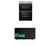 Bundle of Hisense HDE3211BXUK 60cm Electric Cooker with Ceramic Hob - Brushed stainless steel + Hisense 700 Watts 20 Litre Inverter Microwave Oven H20MOBP1HIUK Black, Automatic Defrost, 5 power levels