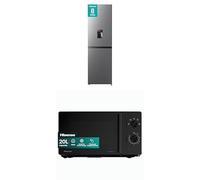 Bundle of Hisense RB327N4WCE 55cm 50/50 Fridge Freezer - 251 litre capacity - Non-plumbed Water Dispenser - Silver - E Rated,+ Hisense 700 Watts 20 Litre Inverter Microwave Oven H20MOBP1HIUK Black