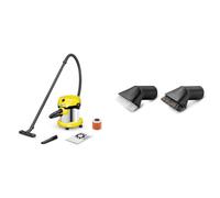 Bundle of Kärcher WD 2 Plus S V-15/4/18/C 1.628-055.0, Wet & Dry Vacuum, Black, 1000 W, 15 liters, 74 Decibeles + Kärcher Original Suction brush kit, Black