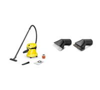 Bundle of Kärcher WD 2 Plus V-15/4/18/C 1.628-016.0, Wet & Dry Vacuum, Yellow, 1000 W, 15 liters, 79.2 Decibeles + Kärcher Original Suction brush kit, Black
