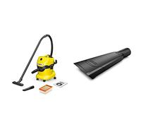 Bundle of Kärcher WD 4 16282030, Wet and Dry Vacuum Cleaner, Yellow, 1000 W, 20 litres + Kärcher 28633160, Wet & Dry Vacuum Car Nozzle, 0 W