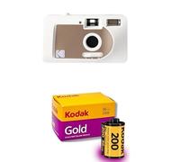 Bundle of Kodak 490332 S-88 Motorized Film Camera, 1.4 inch (35 mm) Motorized Automatic Winding Function, White & Gold + Kodak Gold 200asa 35mm - 36 exp Single