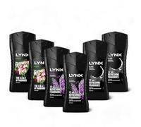 Bundle of Lynx Body wash : 2 x 225ml Lynx Africa, 2 x 225ml Lynx Excite, 2 x 225ml Lynx Black (12hr Refreshing Fragrance with Squeezed Mandarin & Sandalwood, Crisp Coconut and Black Pepper)