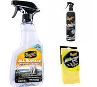 Bundle of Meguiar's All Surface Interior Cleaner, Meguiar’s Air Re-Fresher Odor Fighting Spray & Meguiar's X2010EU Supreme Shine Microfibre Car Cleaning Towel Cleaner G240616EU