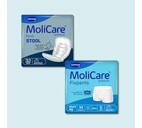 Bundle of MoliCare Premium Form Stool Large Incontinence Pads for Faecal & Bowel Incontinence + MoliCare Premium Fixpants, Size Medium