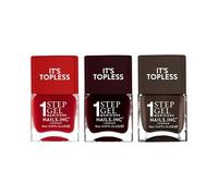 Bundle of Nails Inc It's Topless Gel-Like Nail Polish, 4-in-1 Base Coat, Treatment, Colour & Top Coat, Long Lasting, Chip Free Nails, Salon Quality Manicure, Includes shades Kendall, Billie + Kourtney