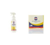 Bundle of Nilco Heavy Duty Degreaser 1L Spray & 20x Yellow Non-Woven Reusable Cleaning Cloths - Powerful Grease Removal & Multi-Surface Cleaning