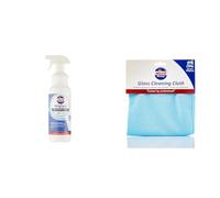 Bundle of Nilco Microfibre Glass Cleaning Cloth & Nilglass H3 Smear-Free Glass & Mirror Cleaner 1L Trigger Spray for Crystal Clear, Streak-Free Shine on Windows, Mirrors & Glass Surfaces