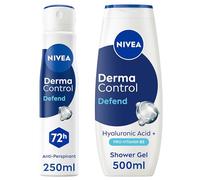 Bundle of NIVEA Derma Control Defend Deodorant Spray (250ml) & NIVEA Derma Control Defend Shower Gel (500ml), Anti-Perspirant and Shower Gel Body Care Bundle, Hypoallergenic and Protects Skin