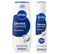 Bundle of NIVEA Derma Control Restore Deodorant Spray (250ml) + NIVEA Derma Control Restore Shower Gel (500ml), Anti-Perspirant and Shower Gel Body Care Duo, Hypoallergenic, Ideal for Sensitive Skin
