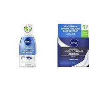 Bundle of NIVEA Double Effect Waterproof Eye Make-Up Remover (125ml) and NIVEA Moisturising Night Cream (50ml), 24 Hour Overnight Moisturising Cream, With Pro Vitamin B5 and Vitamin E