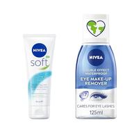 Bundle of NIVEA Double Effect Waterproof Eye Make-Up Remover (125ml) + NIVEA Soft Moisturising Cream (75ml), Cleanser and Moisturiser Skincare Set Bundle, Ideal for Daily Use