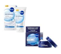Bundle of NIVEA Refreshing Day Face Cream SPF 15 (50ml) + NIVEA Refreshing Night Cream (50ml), Face Moisturiser Skincare Bundle, 24H Fresh Moisture for Normal Skin