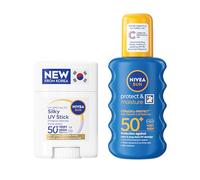 Bundle of NIVEA Silky UV Sun Stick SPF 50+ (15g) + NIVEA Protect & Moisture Sun Spray SPF 50+ (200ml), Body and Face Sunscreen Duo, Invisible on All Skin Tones