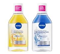 Bundle of NIVEA Skin Glow Serum Infused Micellar Water (400ml) + NIVEA Regenerating Serum Infused Micellar Water (400ml), Makeup Remover Skincare Bundle, Dissolves Waterproof Makeup