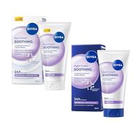 Bundle of NIVEA Soothing Day Face Cream SPF 15 (50ml) + NIVEA Soothing Night Cream (50 ml), Moisturiser Duo with Panthenol for 24H Hydration, Ideal for Sensitive Skin