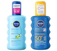 Bundle of NIVEA SUN Protect & Moisture Sunscreen Spray SPF 50+ (200ml) + NIVEA After Sun Moisture Spray (200 ml), Sunscreen and Sunburn Relief Duo, Protection and Soothing for Skin