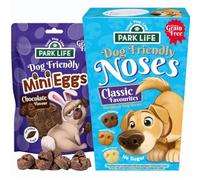 Bundle of PARK LiFE - Mini Eggs Soft and Chewy Easter Egg Biscuits with Dog Safe Chocolate + Noses Dog Treats Box Puppy Safe Soft Dog Treats, Peanut butter, Vanilla and Choco Hazelnut Flavours