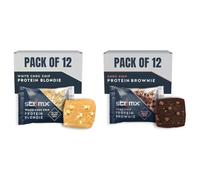 Bundle of SCI-MX High Protein White Choc Chip Blondie Box - Pack of 12 x 65 g + SCI-MX Nutrition High Protein Brownie Box - Chocolate - Pack of 12 x 65 g