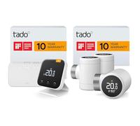 Bundle of tado Wireless Smart Thermostat X - Starter Kit with Bridge X and Stand, Boiler and Hot Water Control + tado° Smart Radiator Thermostat X - Trio Pack