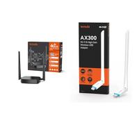Bundle of Tenda Router 4G SIM 4G03 Pro - Mobile WiFi Router 3G/4G Wireless Band 2.4 GHz, Fast Ethernet LAN/WAN Port, 2 * 4dBi External Antenna, Plug and Play + Tenda AX300 Wi-Fi 6 Entry Level Only 2.4