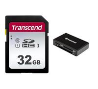 Bundle of Transcend SDC300S 32GB SDHC Memory Card (TS32GSDC300S) + Transcend RDF9 USB 3.1 Gen 1 USB 5Gbps Card Reader (TS-RDF9K2)