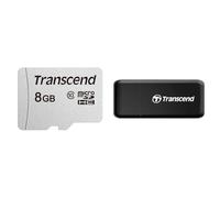 Bundle of Transcend USD300S 8GB microSDHC Memory Card (TS8GUSD300S) (without Adapter) + Transcend RDF5 USB 3.1 Type-A Card Reader (TS-RDF5K) for SD & microSD
