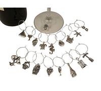 Bundle of Two Wine Charm Sets - 18 Pieces Total, Beach and Wine Themes