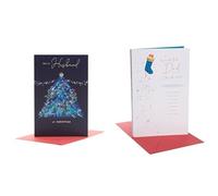 Bundle of UK Greetings Christmas Card for Husband & Card for Dad | Stunning Tree Design & Blue Stocking Design | With Envelope