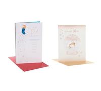 Bundle of UK Greetings Christmas Card for Mum & Dad | Blue Stocking Design & Intricate Snow Globe Design | With Envelope