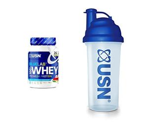Bundle of USN Blue Lab Whey Protein Powder 908g, Wheytella Flavour + USN Protein Shaker, 700 ml