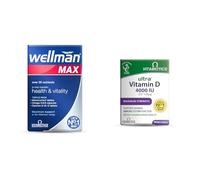 Bundle of Wellman Max - Multivitamin Tablets for Men Formula Mix with Maximum Support for Energy, Immune System, Testosterone Level, Bone, Brain,Heart and Vision Health, + Vitamin D Tablets 4000IU
