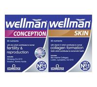 Bundle of Wellman Multivitamin Tablets for Men, Conception and Fertility Support Tablets for Men, 30 Count (Pack of 1) + Wellman Skin Technology - 60 Tablets, (Pack of 1)