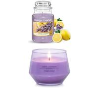 Bundle of Yankee Candle Scented Candle | Lemon Lavender Large Jar + Yankee Candle Studio Scented Candle Lemon Lavender Medium Candle Stylish Glass Vessel Design with Purple Wax Perfect Gifts for Women